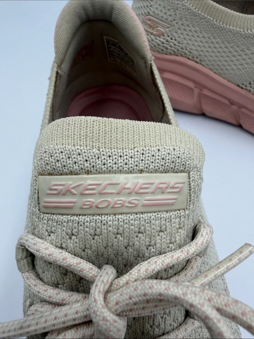 Skechers Women's Knit Slip-On Sneakers in Cream and Blush